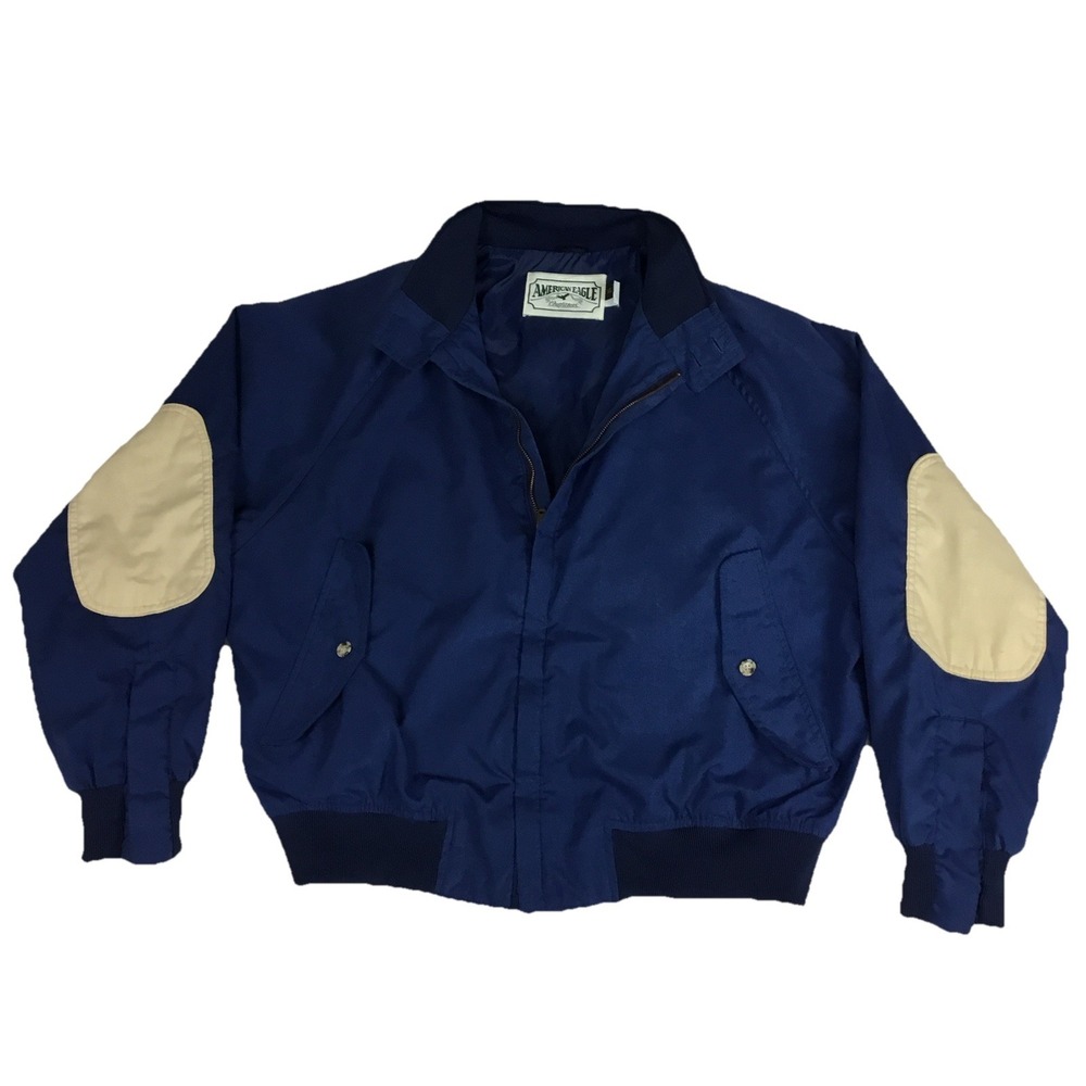 Vintage American Eagle Outfitters Bomber Jacket XL Navy Blue Elbow Patches USA